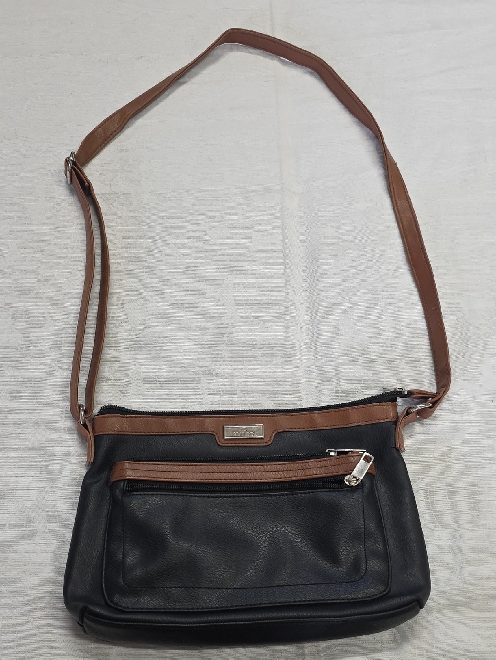 Minicci Black and Brown Faux Leather Crossbody